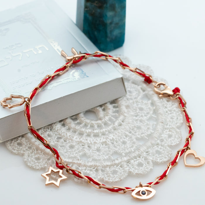 Blessed - Charm Bracelet with a Red String - Blessed by the Rabbi