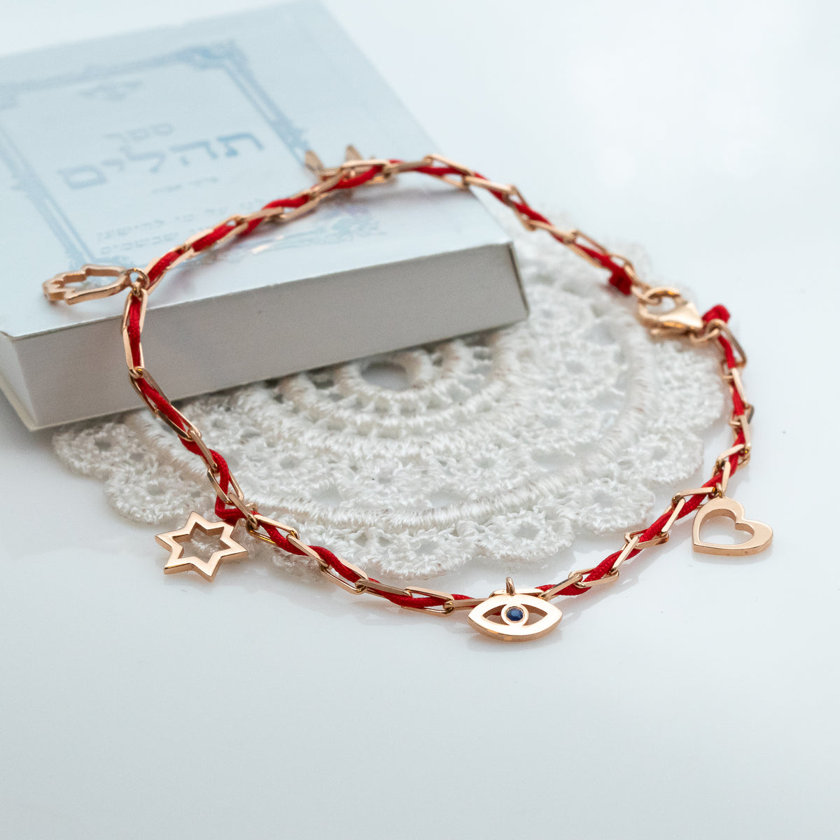 Blessed - Charm Bracelet with a Red String - Blessed by the Rabbi