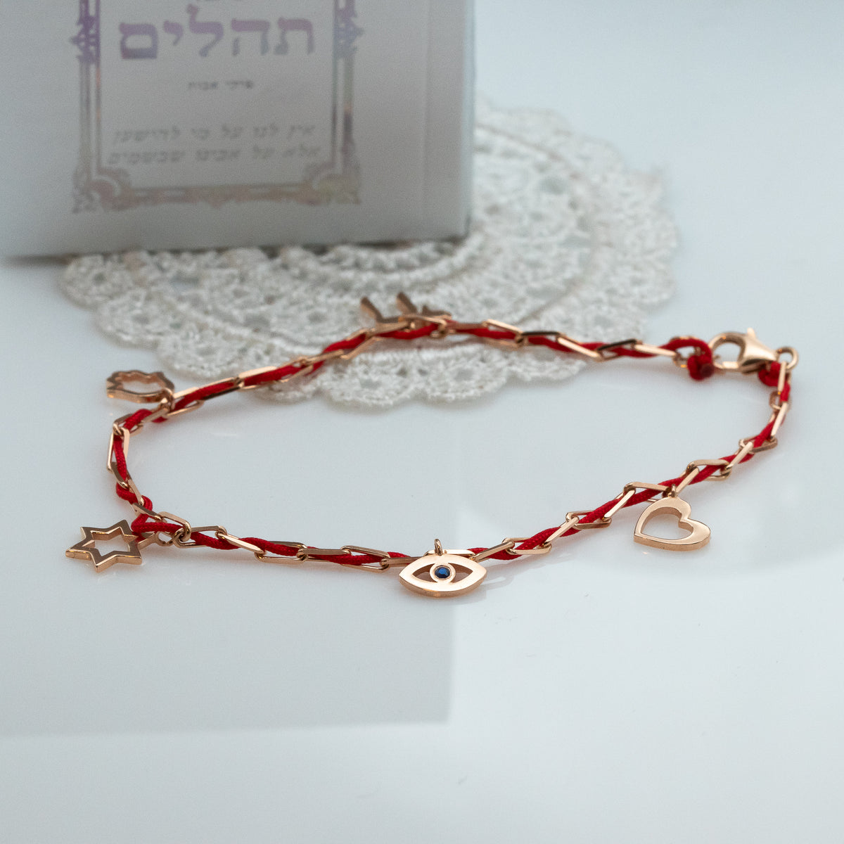Blessed - Charm Bracelet with a Red String - Blessed by the Rabbi