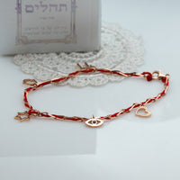 Blessed - Charm Bracelet with a Red String - Blessed by the Rabbi