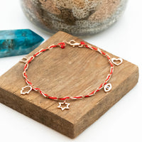 Blessed - Charm Bracelet with a Red String - Blessed by the Rabbi