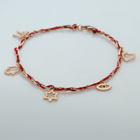 Blessed - Charm Bracelet with a Red String - Blessed by the Rabbi