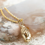 PRAYING HAND, HANDS IN A PRAYER, HANDS CHARM PENDANT IN 14K SOLID GOLD