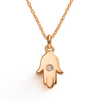 Hamsa Pendant Necklace with Diamond | Symbolic Jewelry