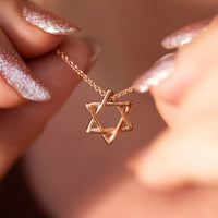 18K Gold Rounded Star of David Necklace | Magen David Jewelry