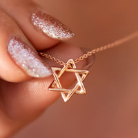18K Gold Rounded Star of David Necklace | Magen David Jewelry