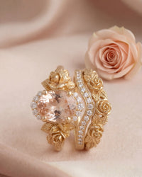Roselight Bloom Ring | Floral Gold Ring with Morganite and Diamonds
