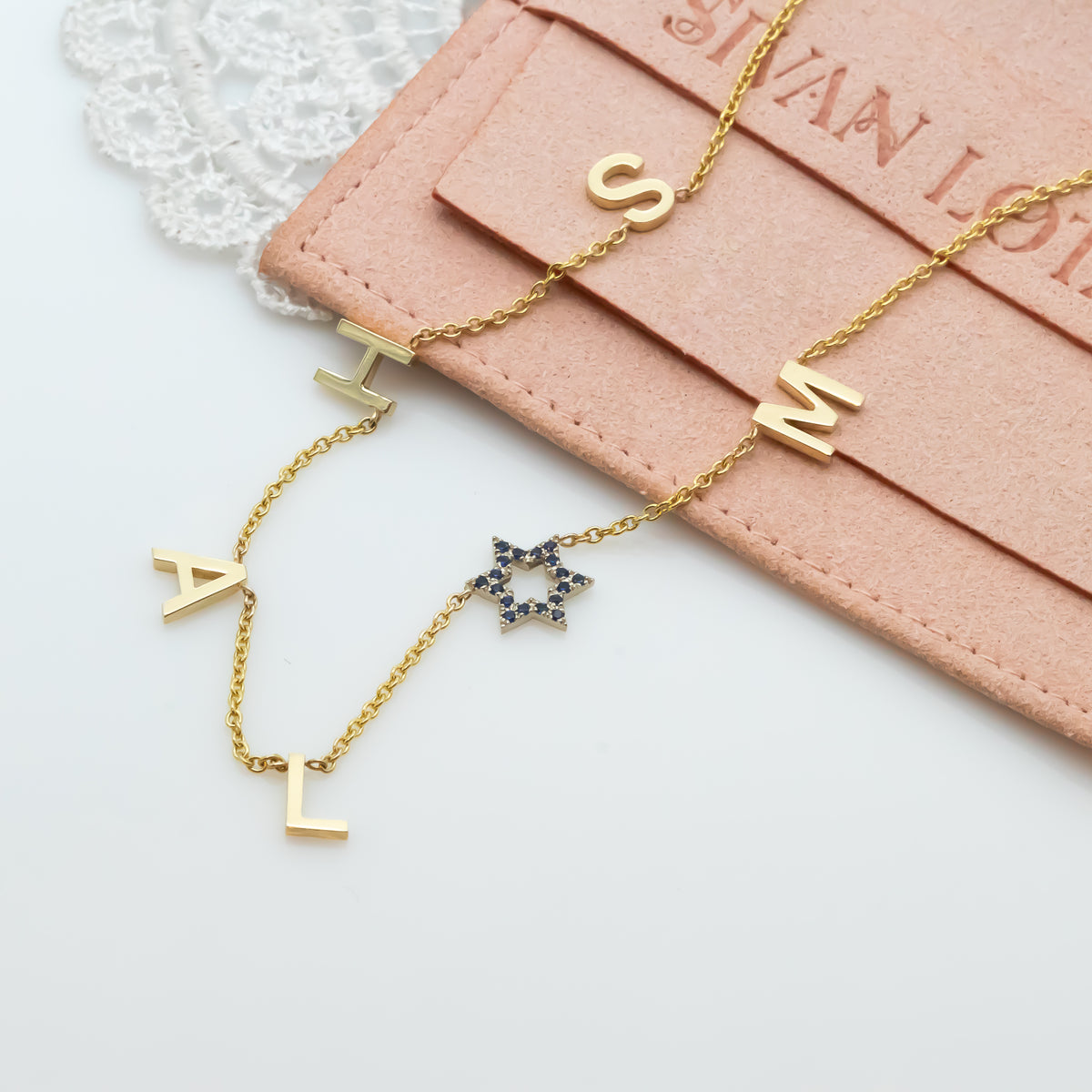 SHALOM Necklace - Star of David Shalom Peace Letter Neckalce