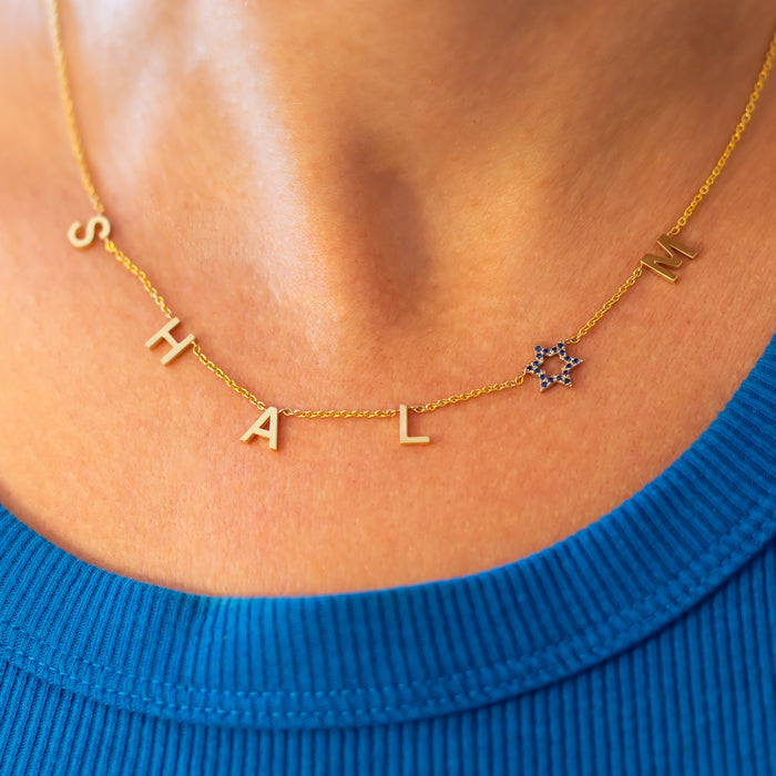 SHALOM Necklace - Star of David Shalom Peace Letter Neckalce