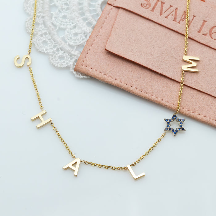 SHALOM Necklace - Star of David Shalom Peace Letter Neckalce