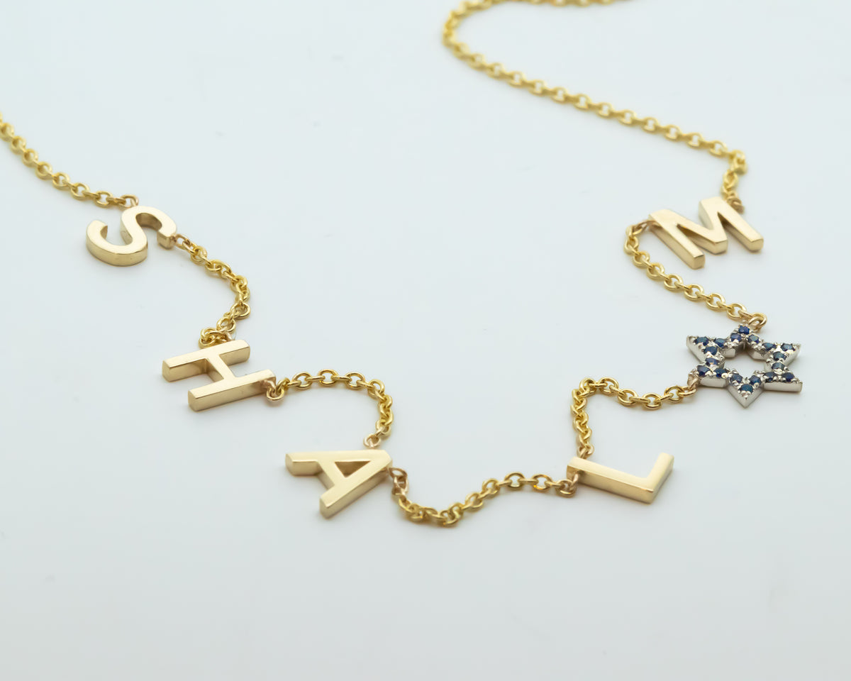 SHALOM Necklace - Star of David Shalom Peace Letter Neckalce