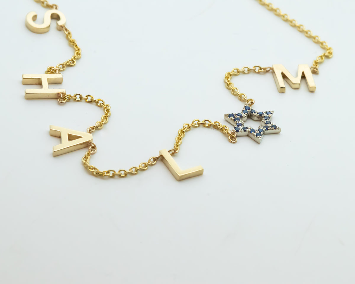SHALOM Necklace - Star of David Shalom Peace Letter Neckalce
