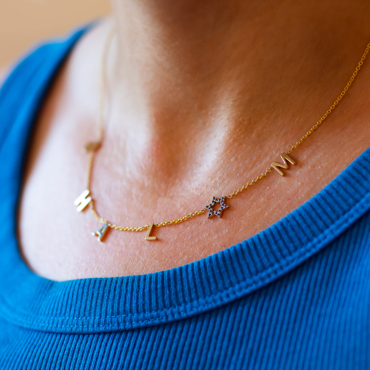 SHALOM Necklace - Star of David Shalom Peace Letter Neckalce