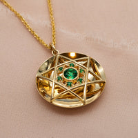 Marissa | Gold Star of David Necklace with Emeralds