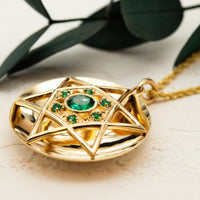 Marissa | Gold Star of David Necklace with Emeralds