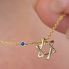 Diamond By The Yard Necklace with Star of David and Blue Sapphire