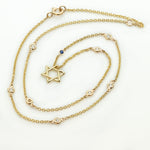 Diamond By The Yard Necklace with Star of David and Blue Sapphire