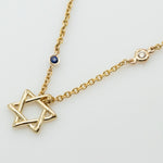 Diamond By The Yard Necklace with Star of David and Blue Sapphire