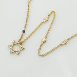 Diamond By The Yard Necklace with Star of David and Blue Sapphire