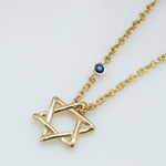 Diamond By The Yard Necklace with Star of David and Blue Sapphire