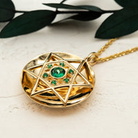 Marissa | Gold Star of David Necklace with Emeralds