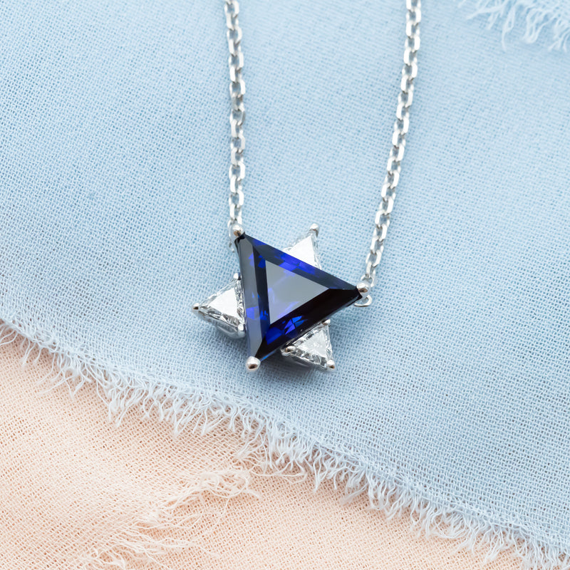 Blue & White Star of David Pendant Necklace