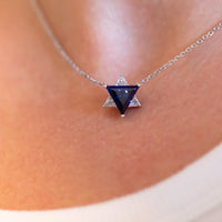 Blue & White Star of David Pendant Necklace