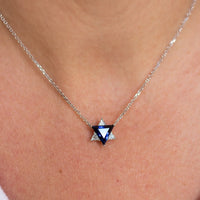 Blue & White Star of David Pendant Necklace