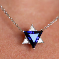 Blue & White Star of David Pendant Necklace