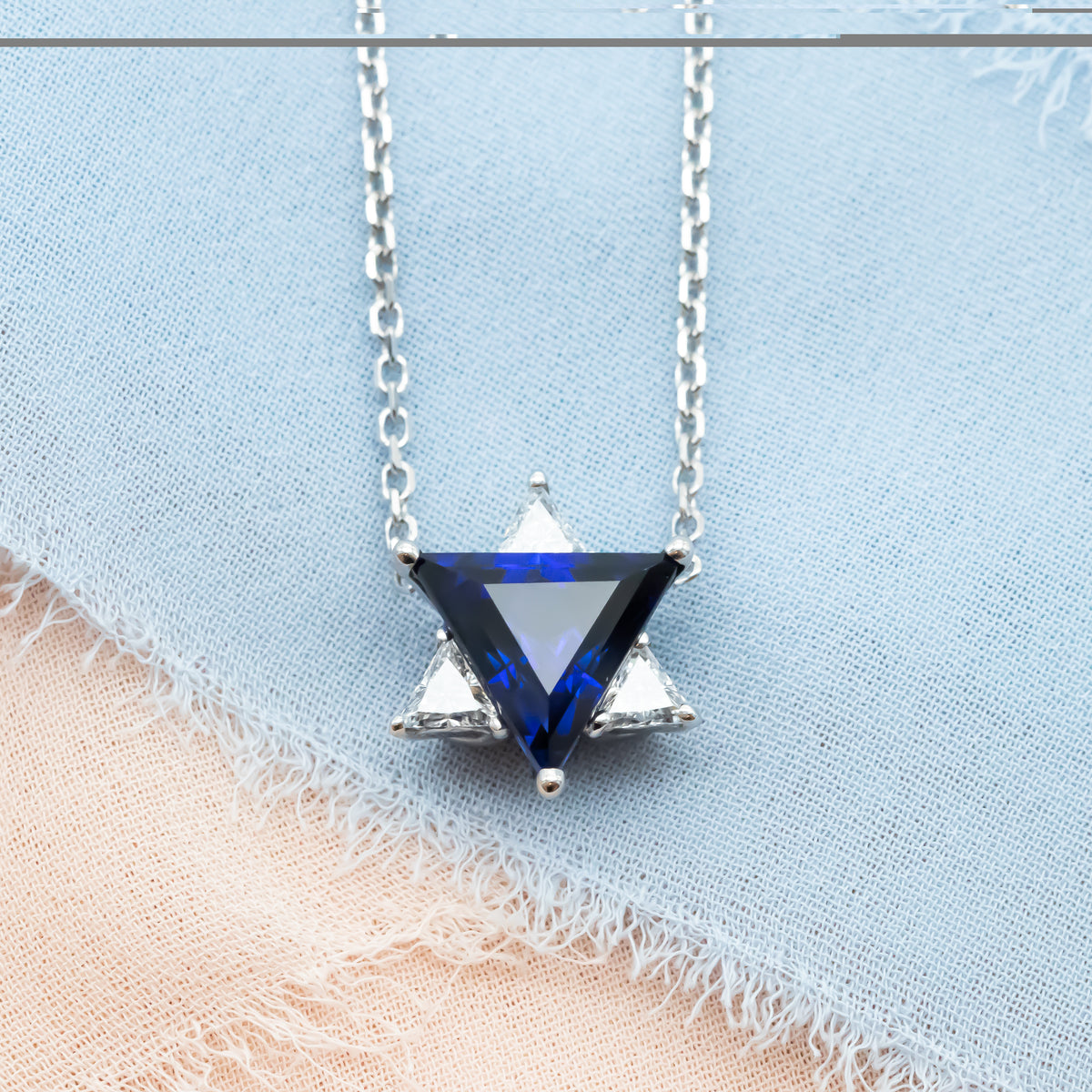 Blue & White Star of David Pendant Necklace