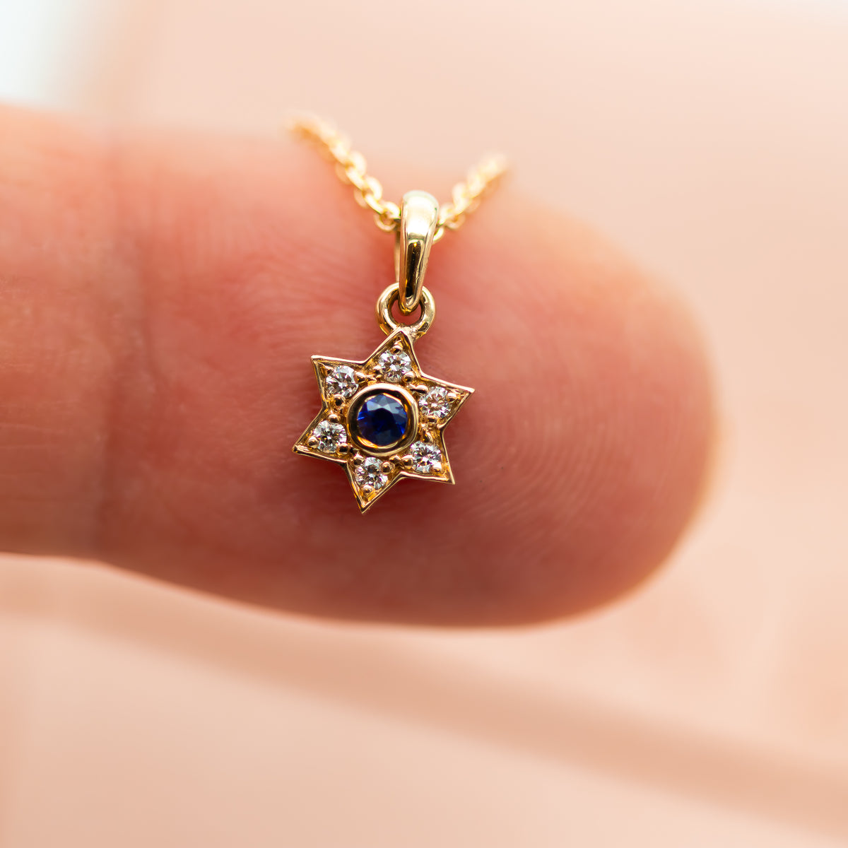 Small Star of David Charm with blue sapphire and diamonds | by designer Sivan Lotan