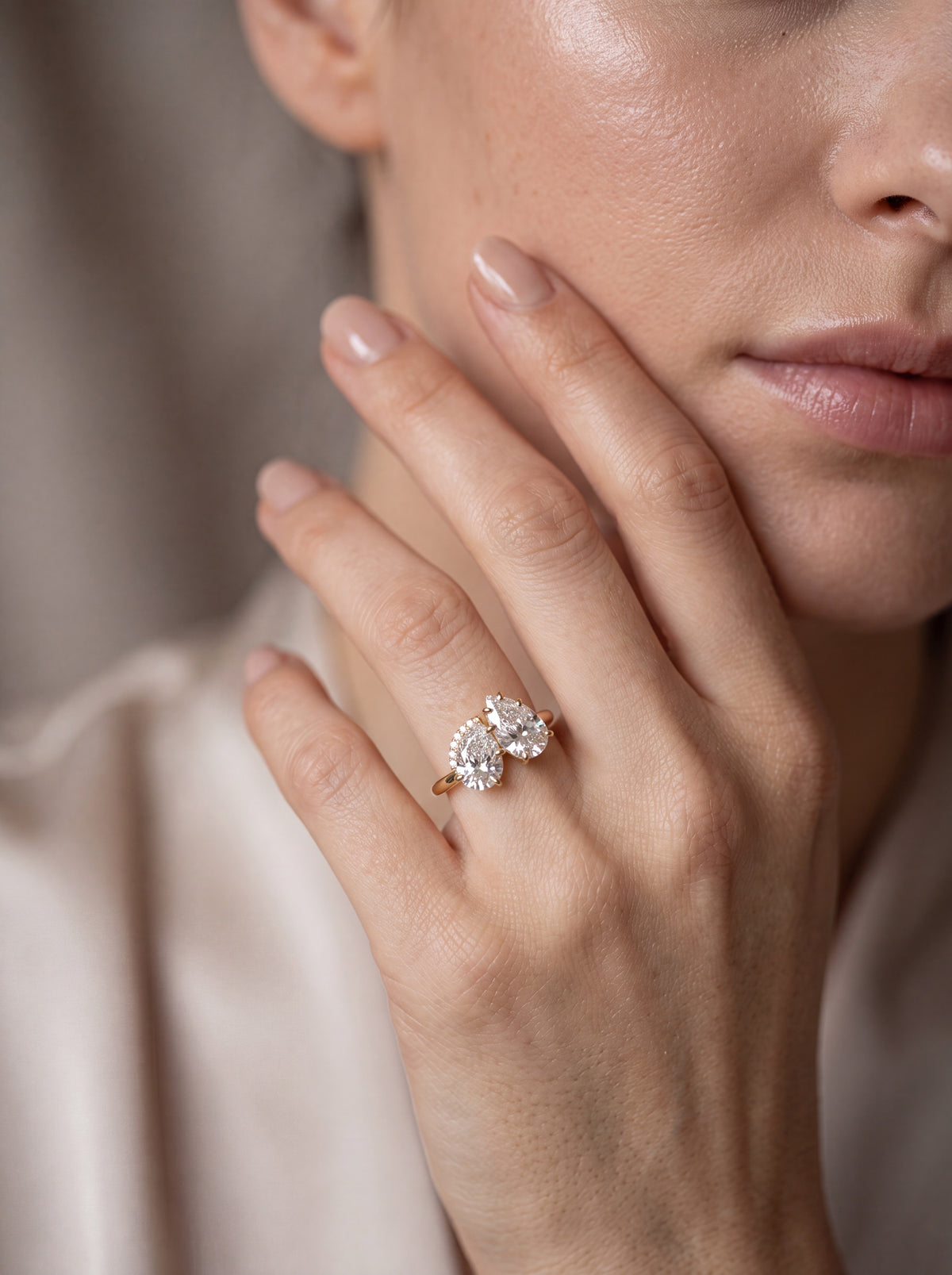 Sonder diamond engagement ring worn on hand