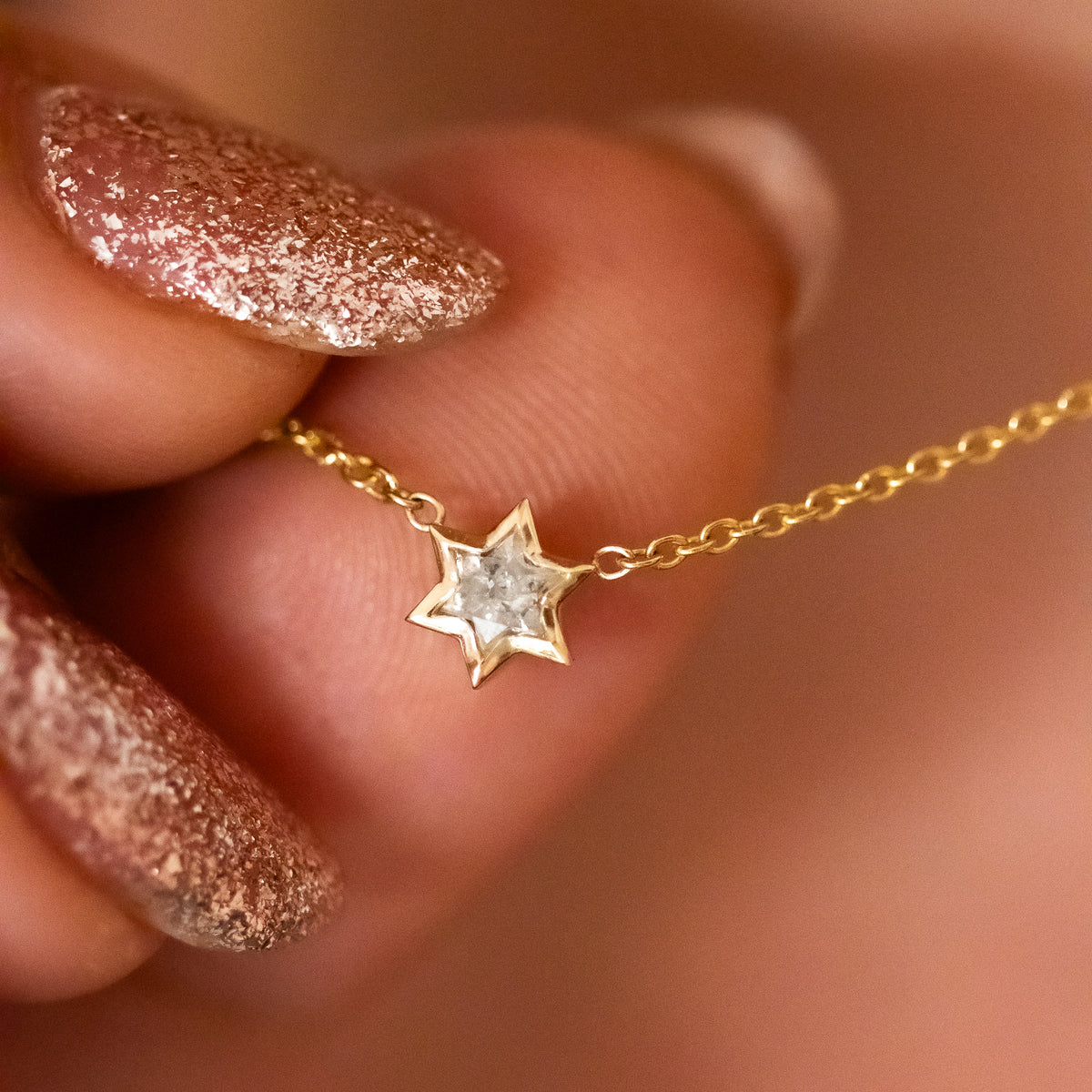 Star of David Cut Diamond Pendant Necklace ©