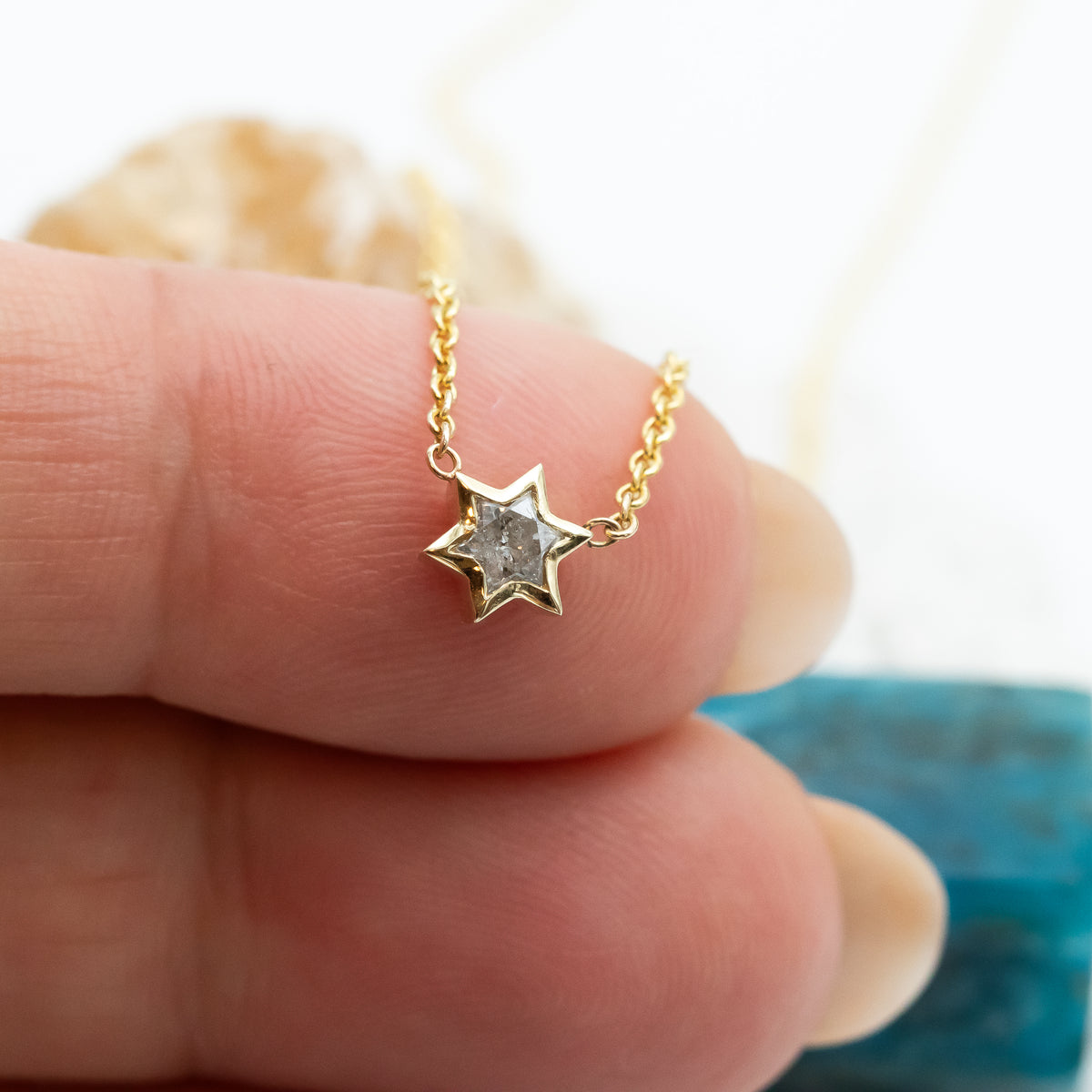 Star of David Cut Diamond Pendant Necklace ©
