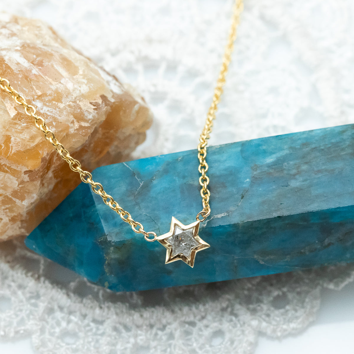 Star of David Cut Diamond Pendant Necklace ©