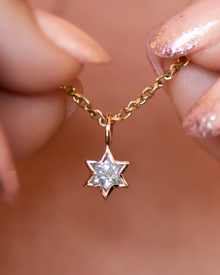StarRay - Salt and Pepper Diamond-Cut Magen David Charm Pendant