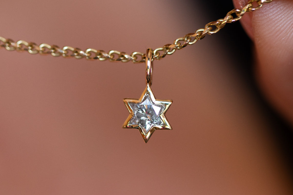StarRay - Salt and Pepper Diamond-Cut Magen David Charm Pendant