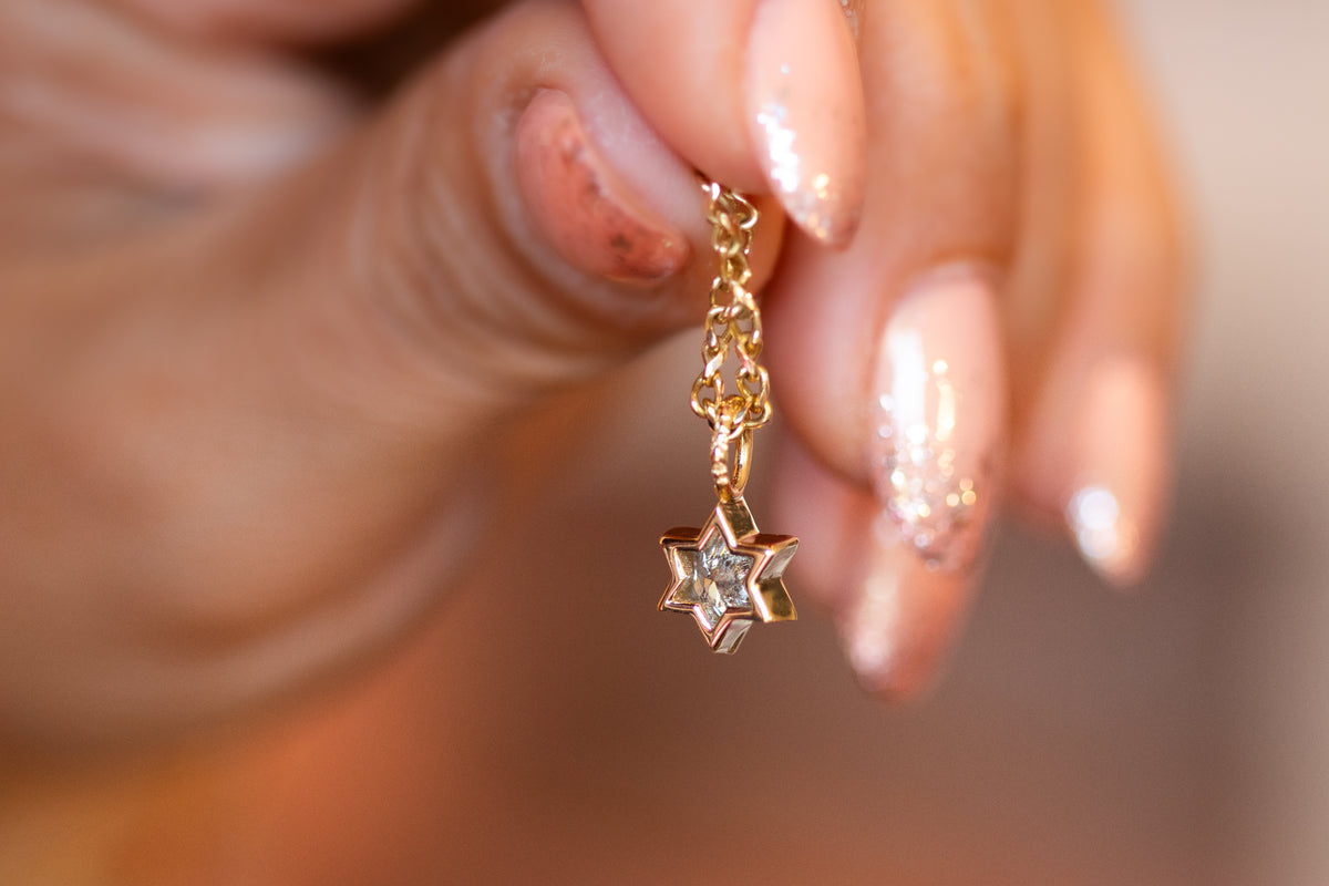 StarRay - Salt and Pepper Diamond-Cut Magen David Charm Pendant