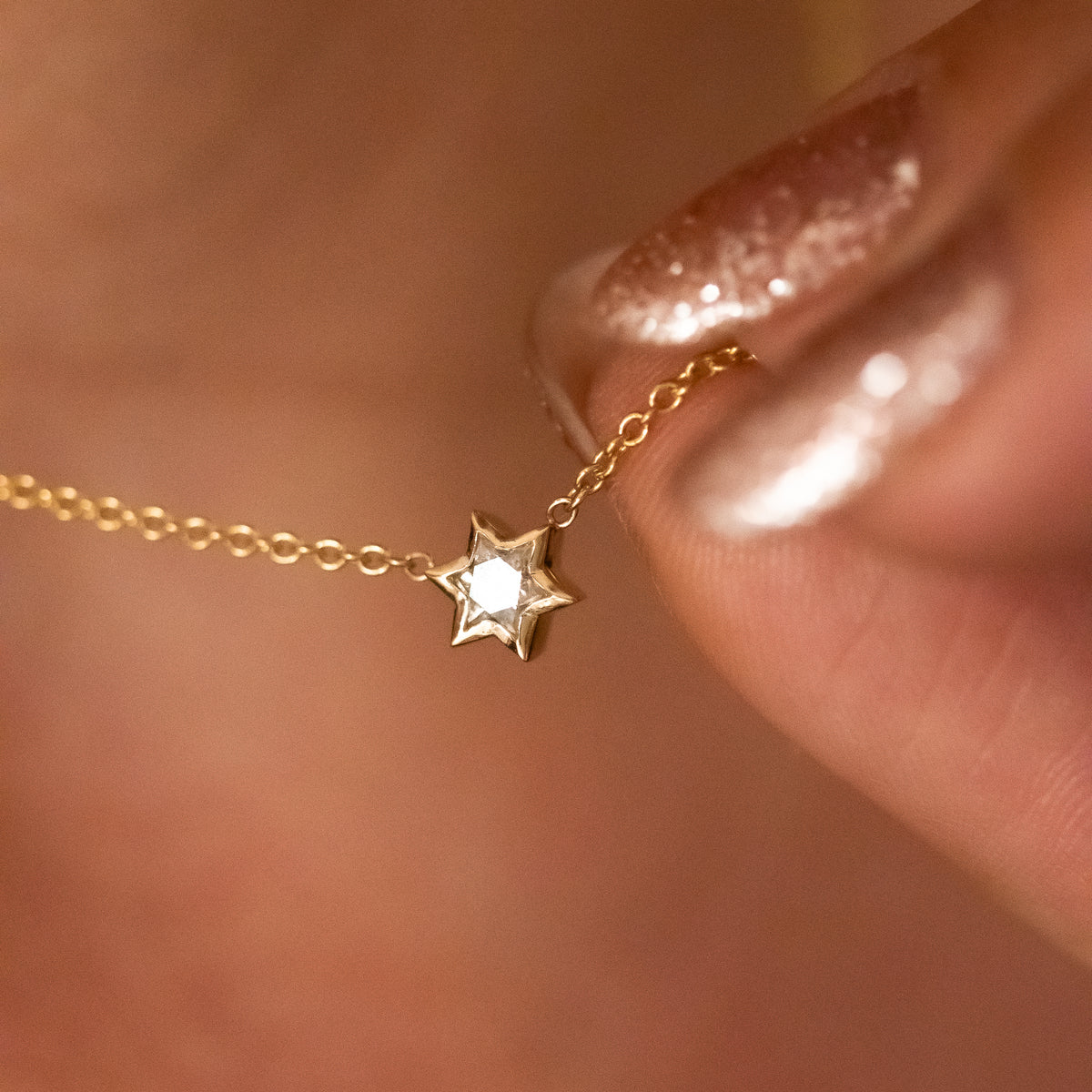 Star of David Cut Diamond Pendant Necklace ©