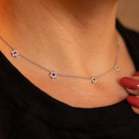Seven Stars | Star of David Diamond Necklace with Blue Sapphires