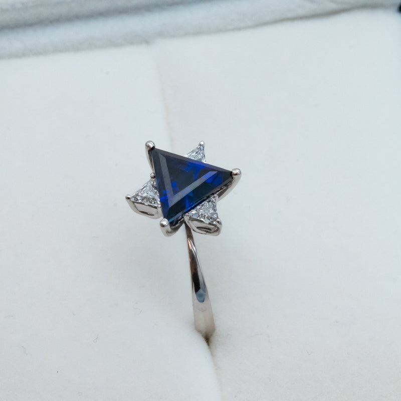 Sapphire & Diamonds Star of David Ring