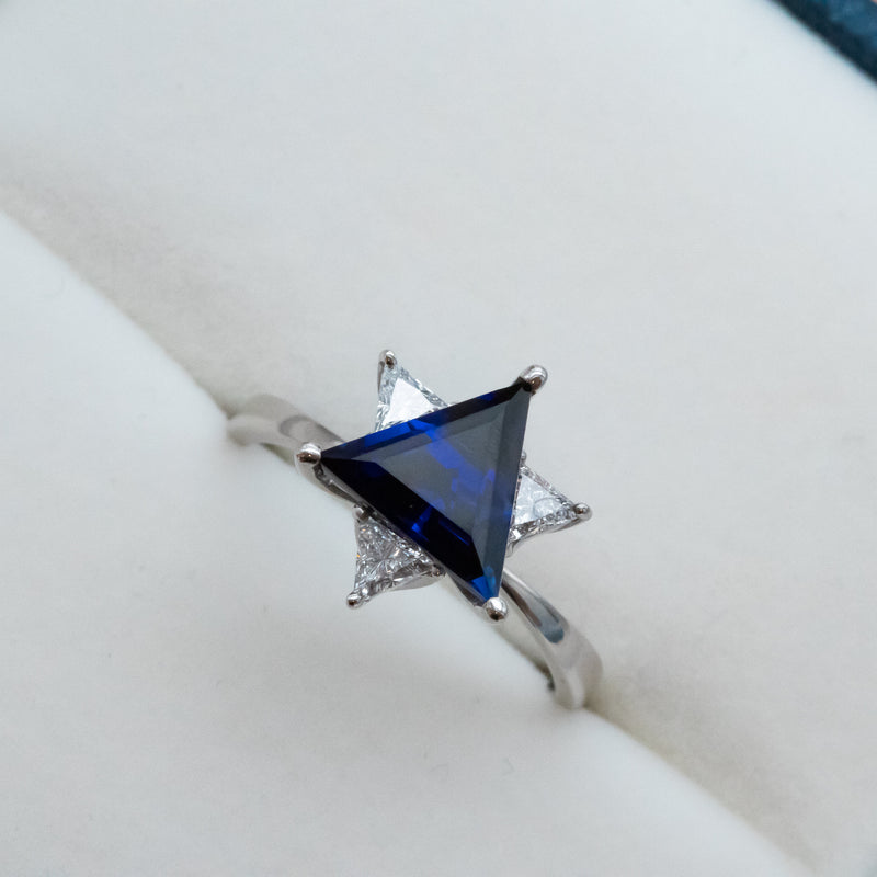 Sapphire & Diamonds Star of David Ring