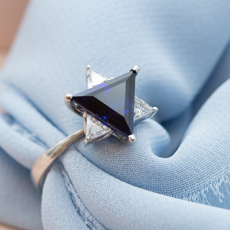 Sapphire & Diamonds Star of David Ring