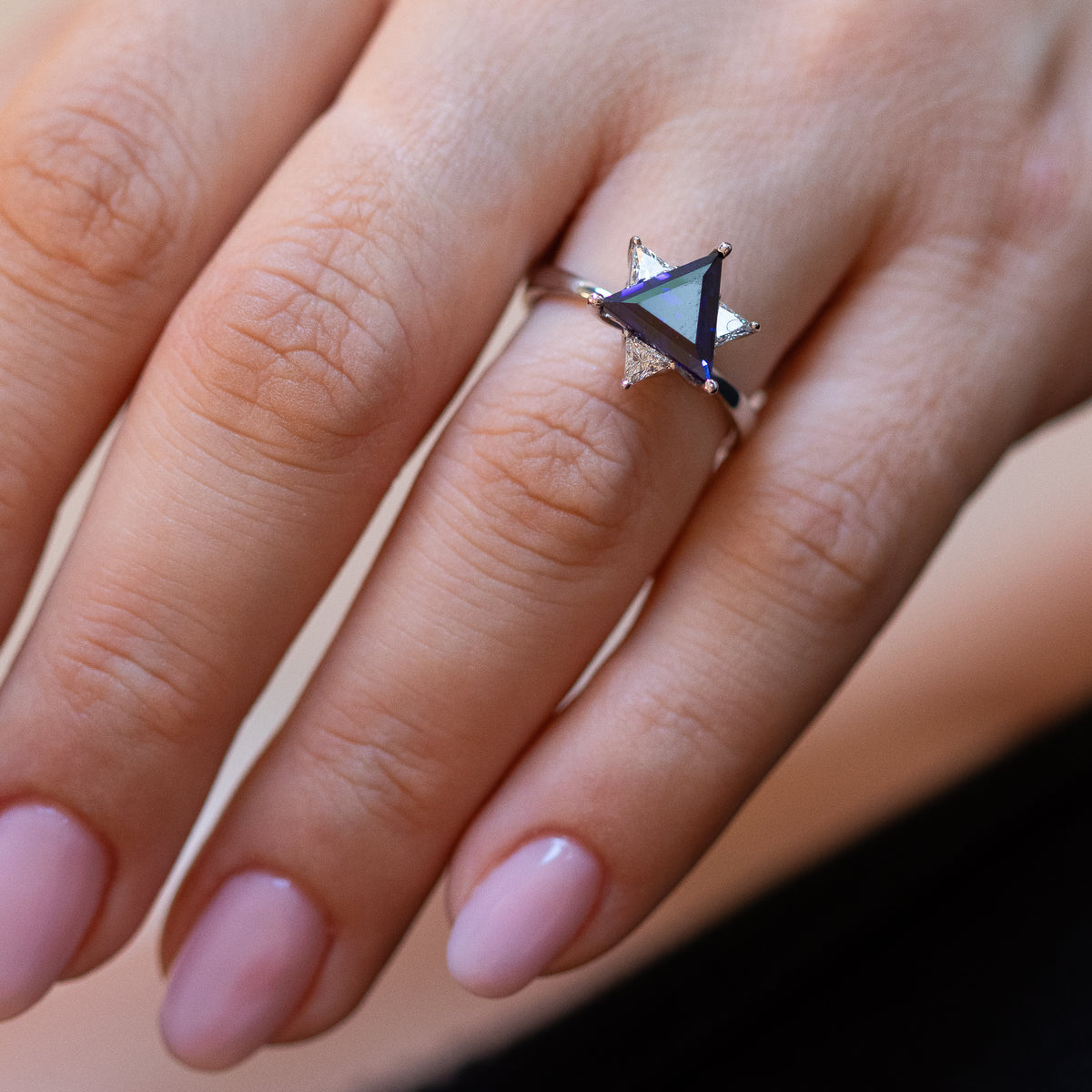 Sapphire & Diamonds Star of David Ring