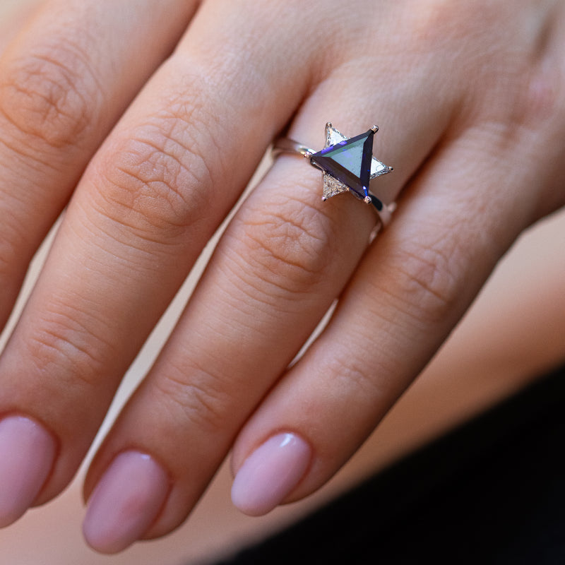 Sapphire & Diamonds Star of David Ring