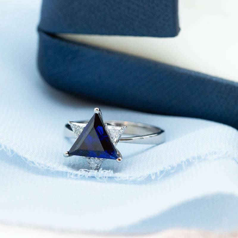 Sapphire & Diamonds Star of David Ring