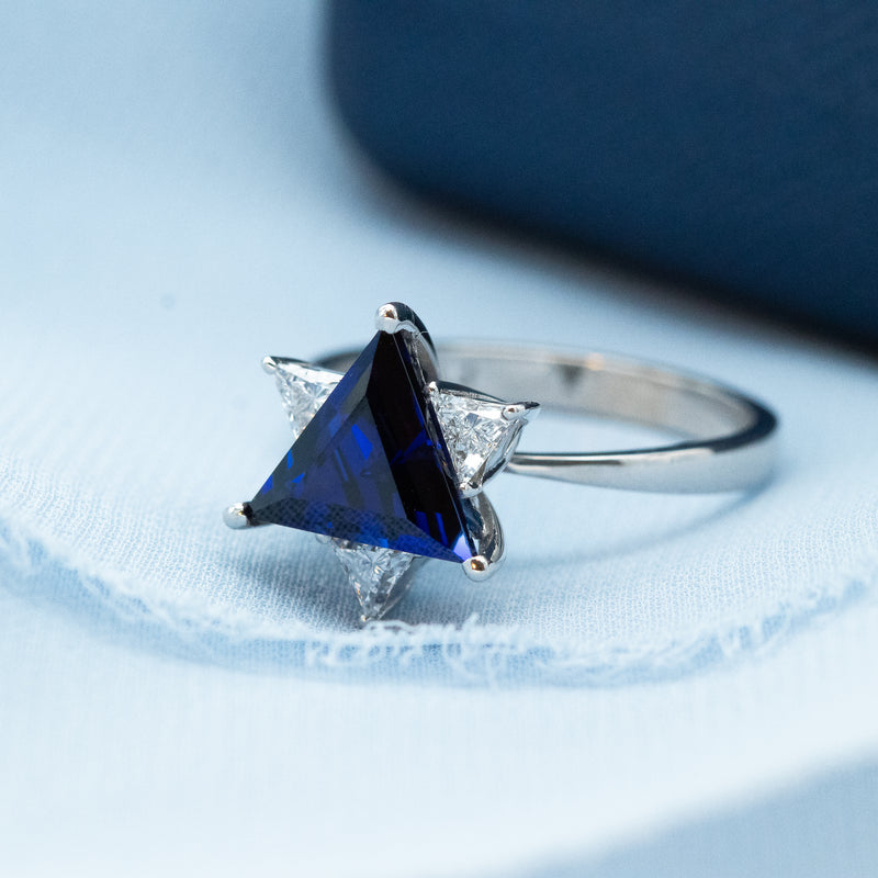 Sapphire & Diamonds Star of David Ring