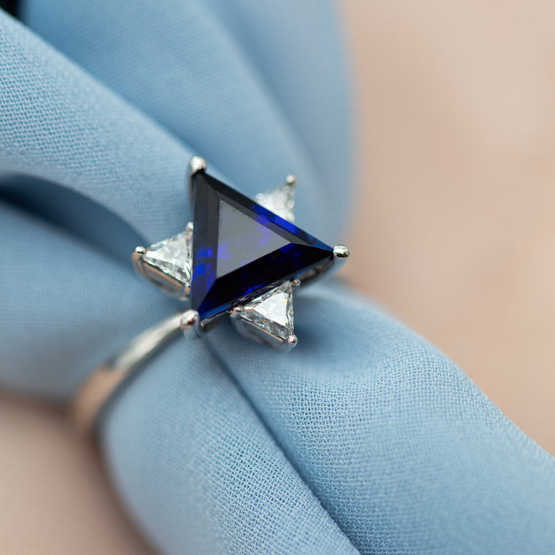 Sapphire & Diamonds Star of David Ring