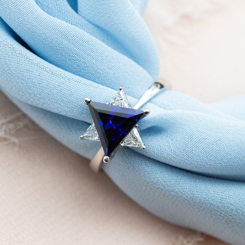 Sapphire & Diamonds Star of David Ring