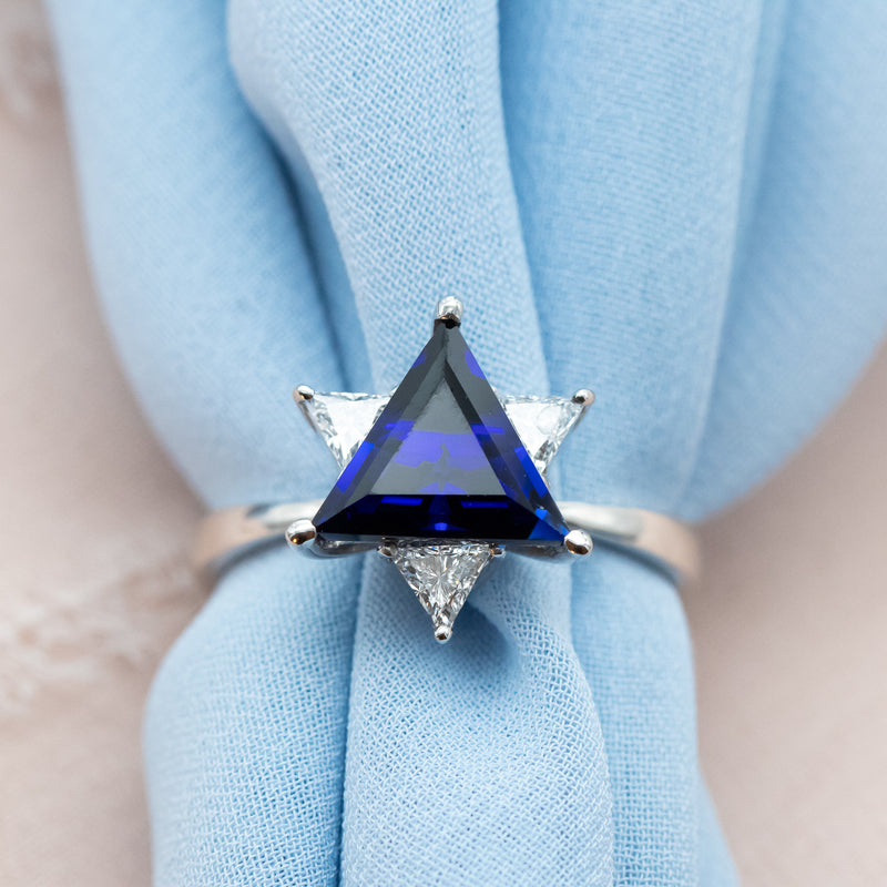 Sapphire & Diamonds Star of David Ring